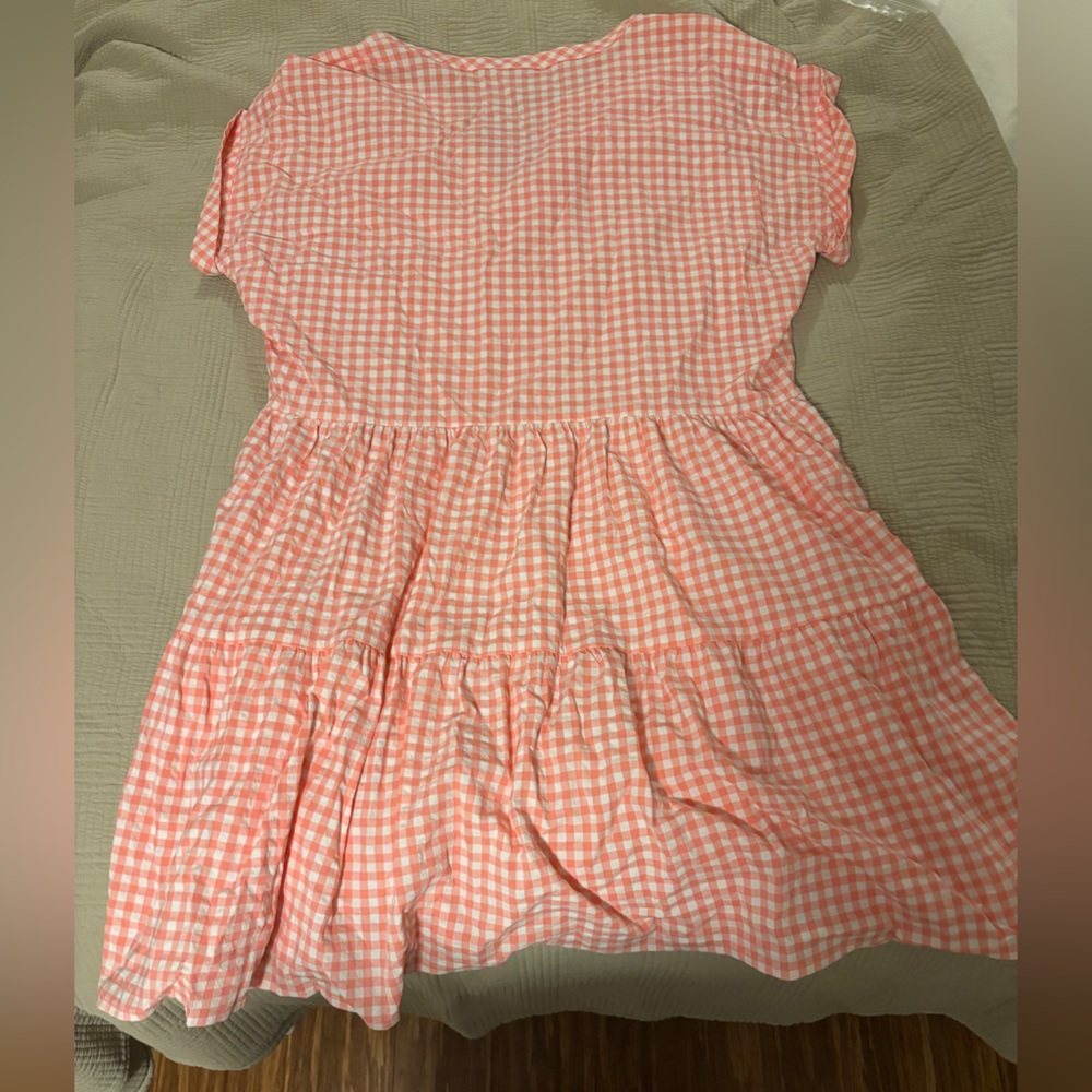Vineyard Vines Pink Gingham Tiered Short Sleeve Dress - Picture 8 of 8
